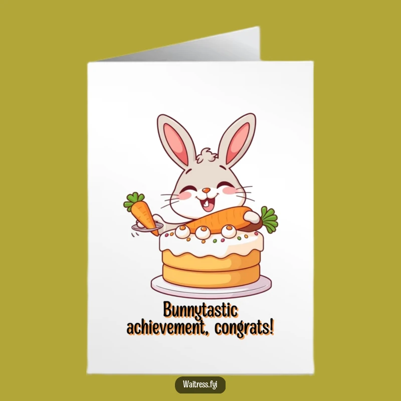 Free Printable Congrats Card: Funny Bunny Serving Cake DIY Gift