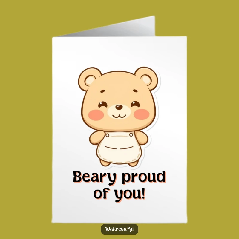 Free Printable Congrats Card: Happy Bear Baker, Downloadable Celebration Gift