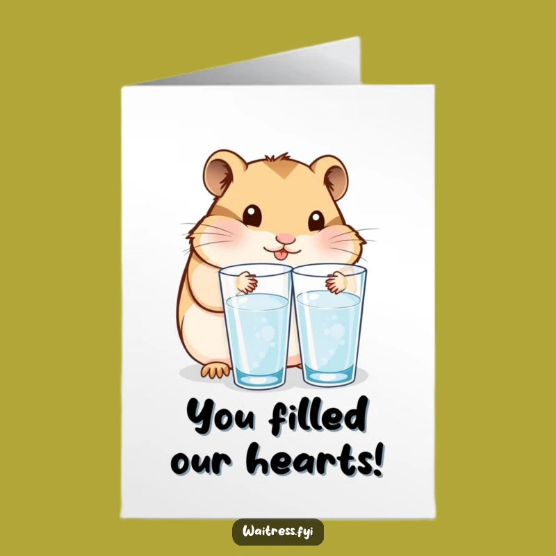 Free Printable Congrats Card: Kawaii Hamster Serves Success, Funny Downloadable Celebration