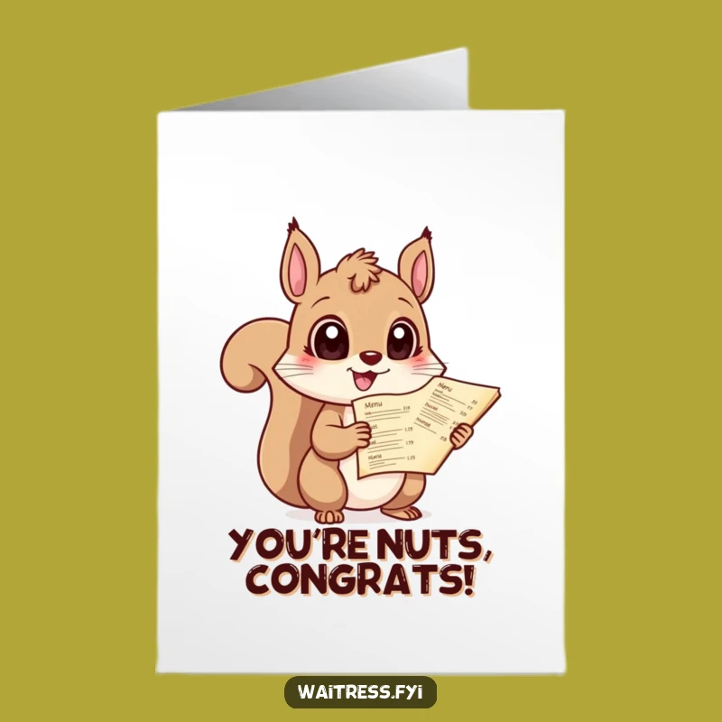 Free Printable Congrats Card: Squirrel Offers Menu, Celebrating Big News Downloadable Gift