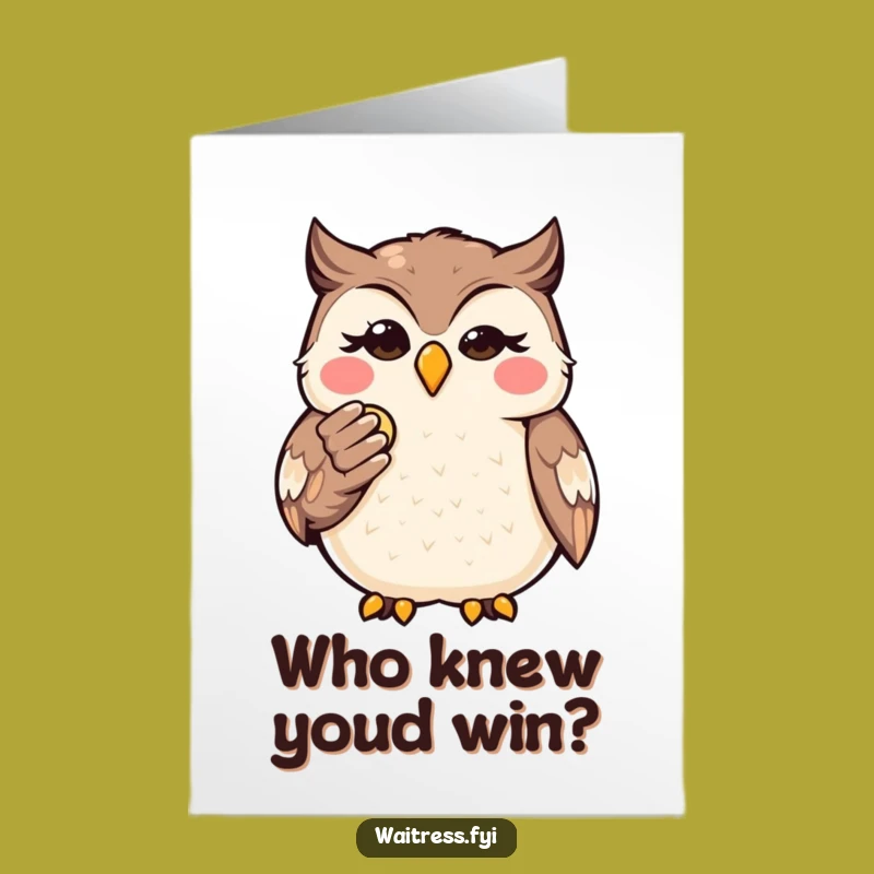 Free Printable Congrats Card: Wise Kawaii Owl Bill, a Funny Downloadable Gift