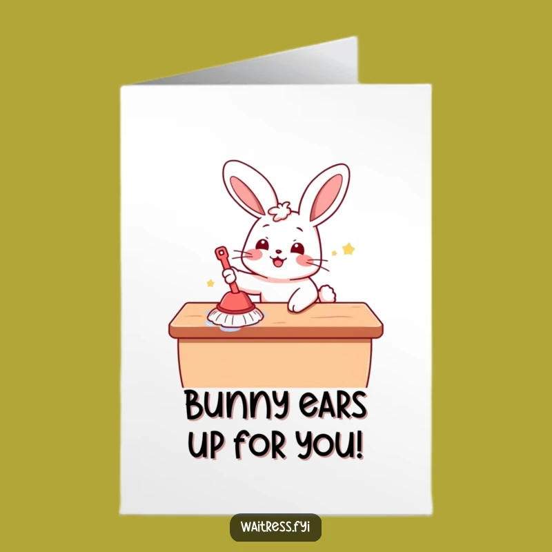 Free Printable Congratulations Card: Cute Kawaii Bunny Wiping Away Success!