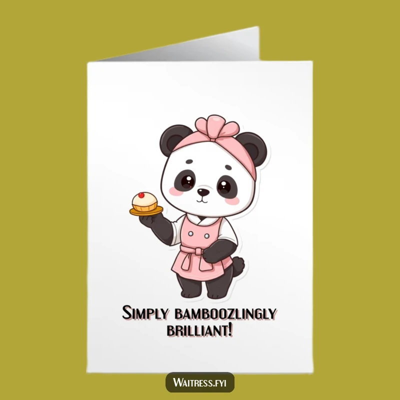 Free Printable Funny Panda Waitress Congrats Card: Sweet Success! - Downloadable