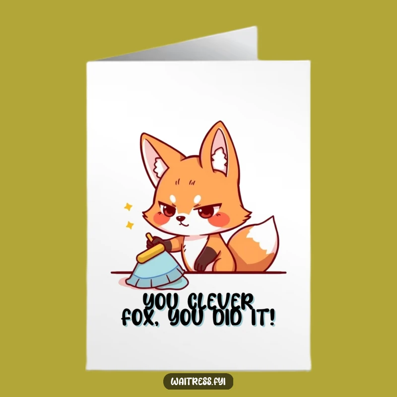 Free Printable Congrats Card: Fox's Tidy Triumph, Downloadable Gift