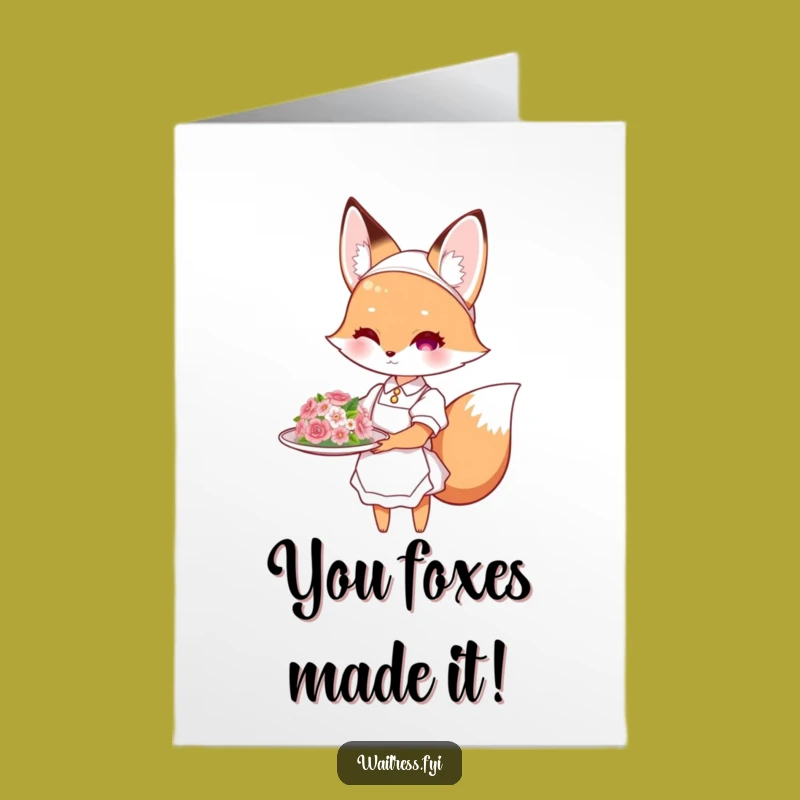 Chic Free Printable Congrats Card: Fox Waitress - Sophisticated Downloadable!