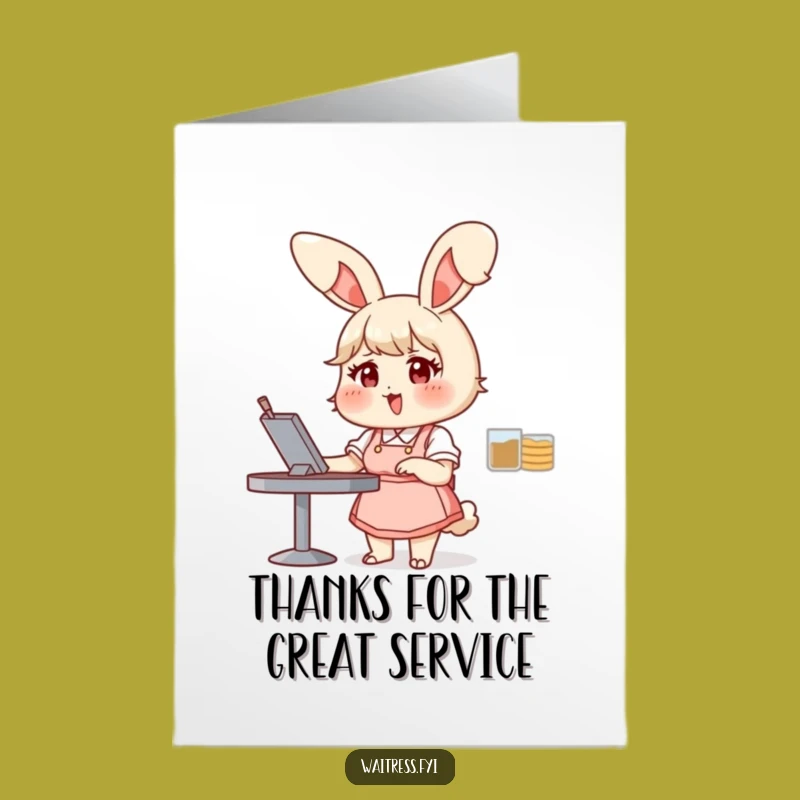 Cheery Free Printable Thank You Card: Bunny Waitress - Downloadable Gratitude!
