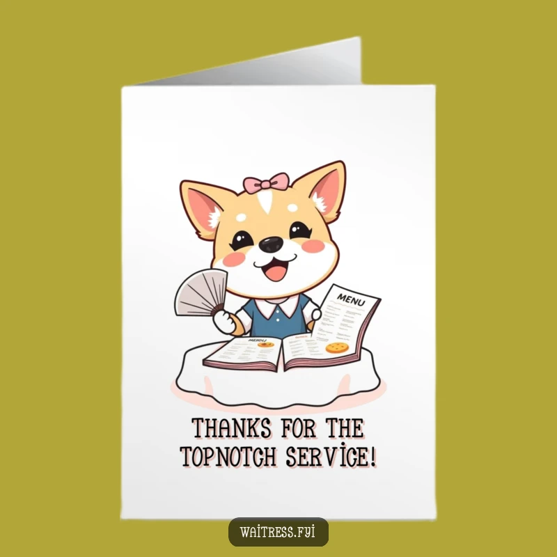 Free Printable Funny Dog Waitress Thank You Card: Grateful Pup Expresses Thanks - DIY Printable