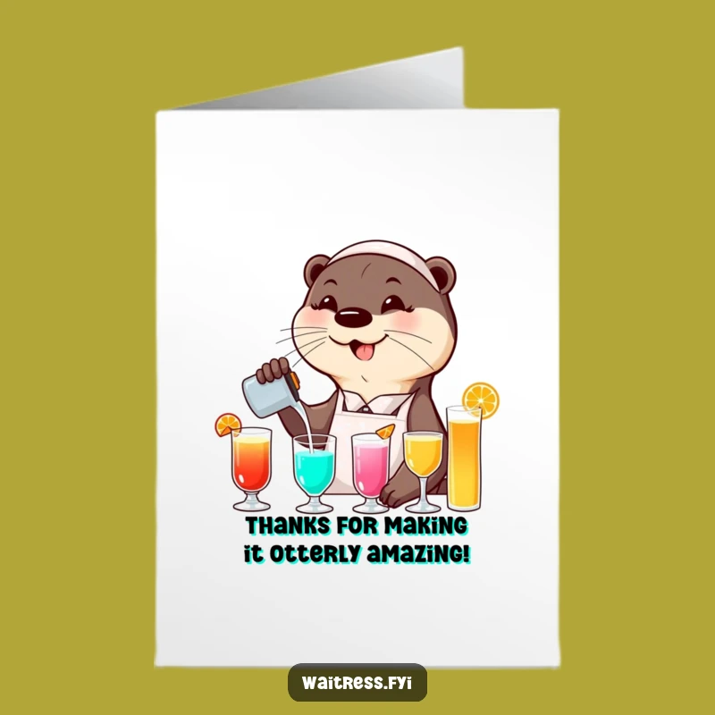 Free Printable Funny Otter Waitress Thank You Card: Thanks a Latte! - DIY Printable