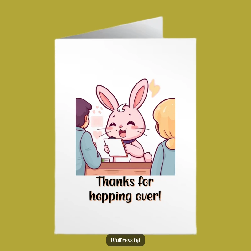 Free Printable Pink Rabbit Thank You Card: Adorable Order Greeting for Thanks