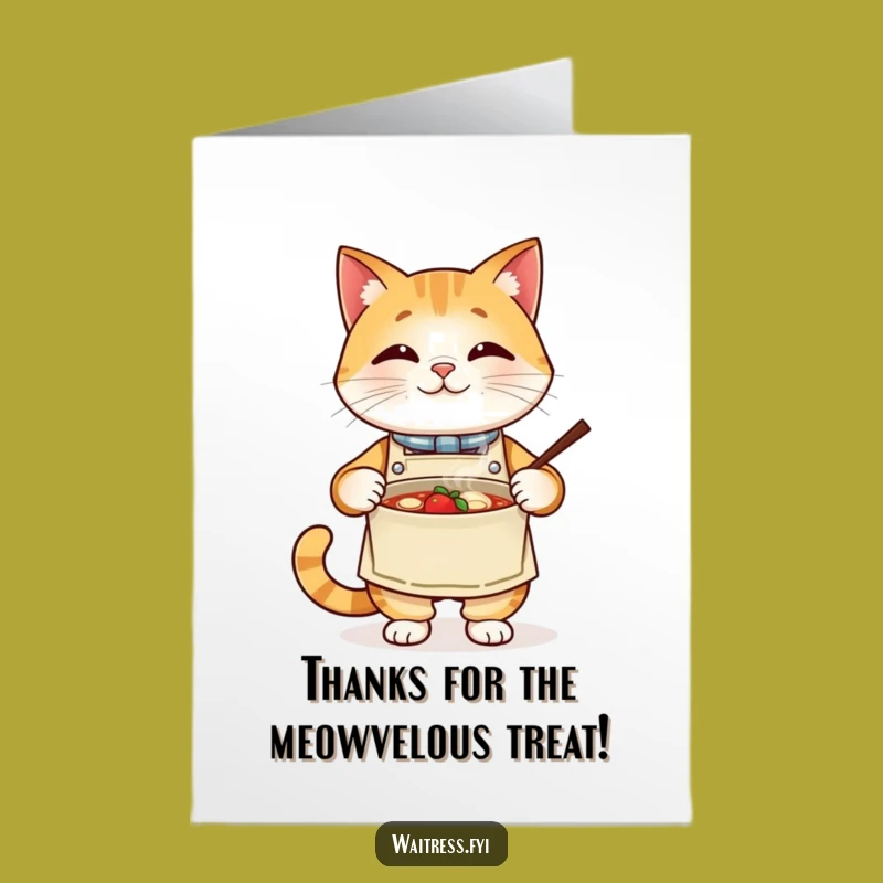 Free Printable Thank You Card: Chef Cat Meal, Funny Downloadable Gratitude
