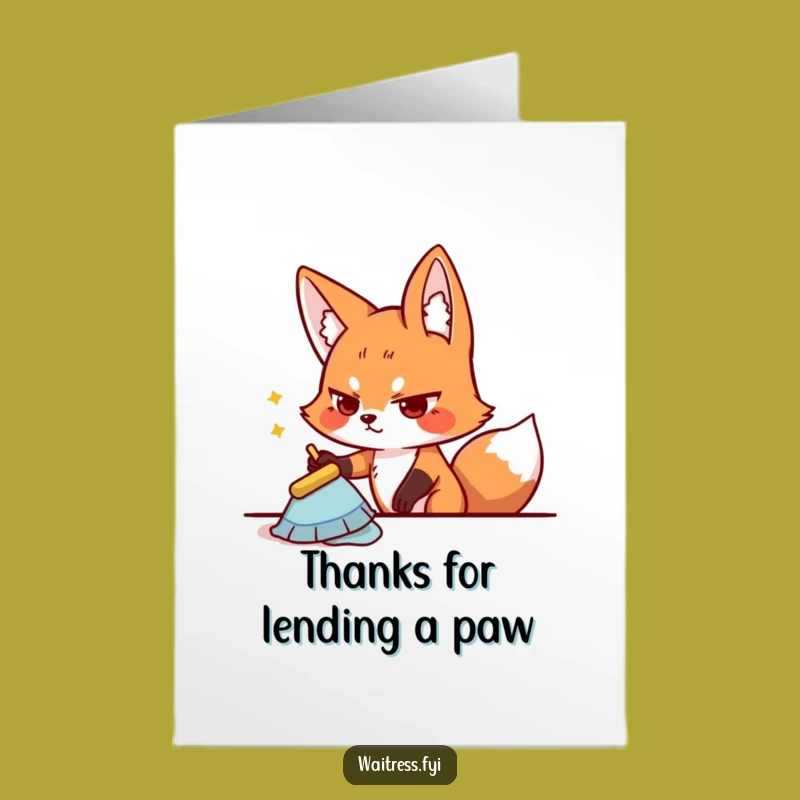 Free Printable Thank You Card: Fox's Grateful Cleaning, Downloadable Design