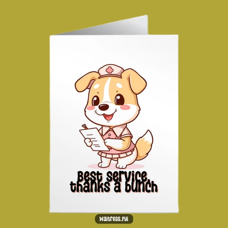 Free Printable Thank You Card: Grateful Dog Waitress Serving Orders DIY Gift