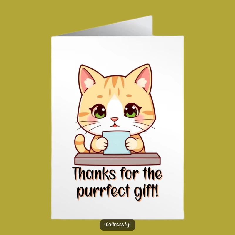Free Printable Thank You Card: Kawaii Cat's Grateful Service!