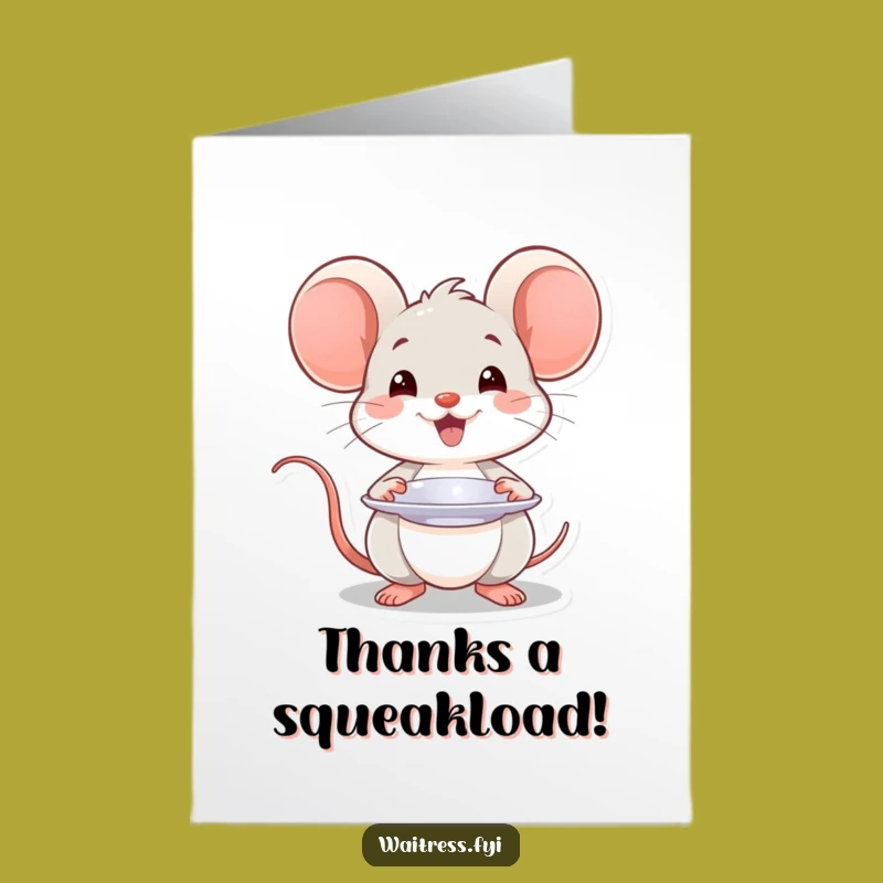Free Printable Thank You Card: Kawaii Mouse Presents Your Kindness on a Plate