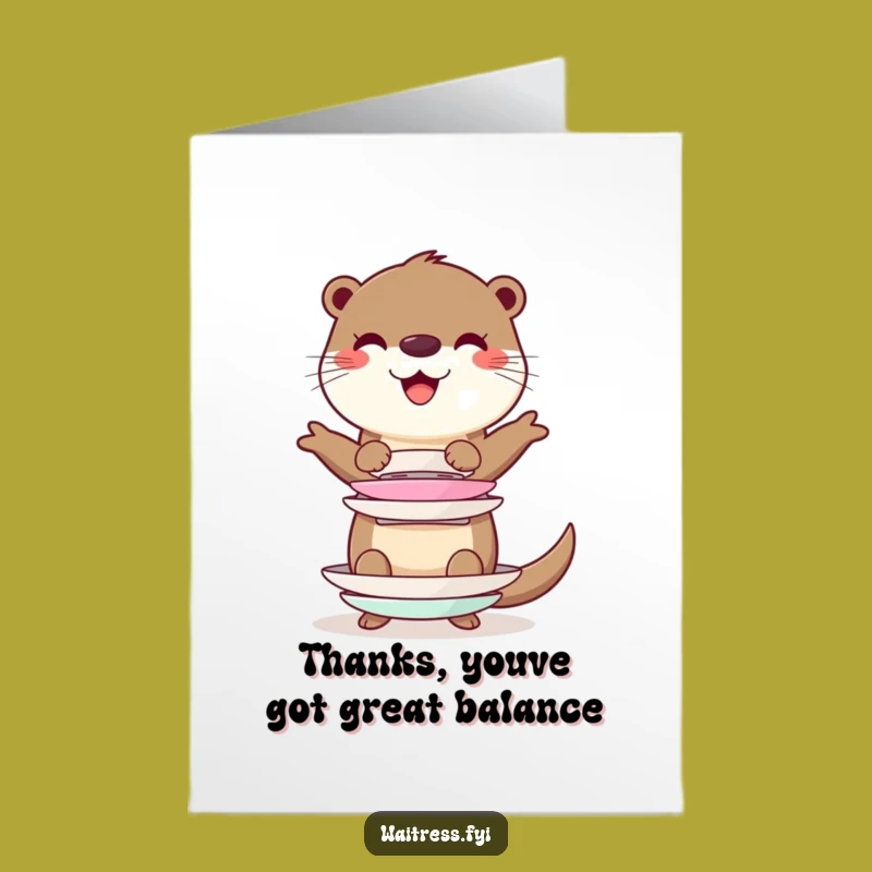 Free Printable Thank You Card: Otter's Grateful Balance, Downloadable Design