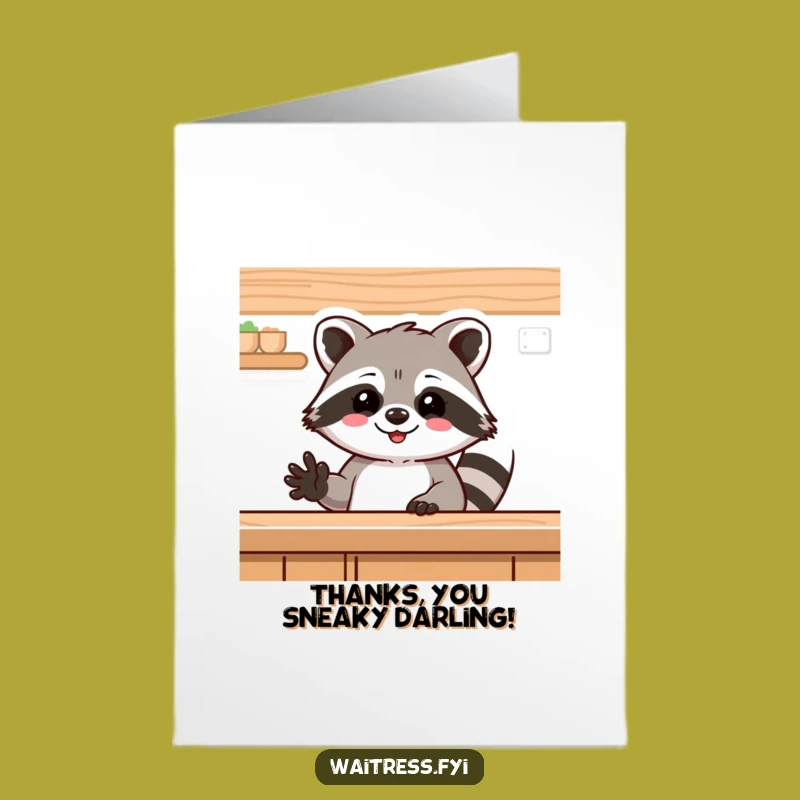 Free Printable Thank You Card: Raccoon Counter Wave, Funny Downloadable Gratitude