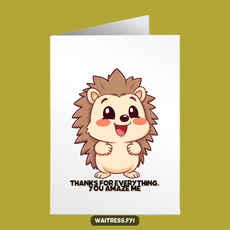 Free Printable Thank You Card: Hedgehog's Grateful Menu, Downloadable Design