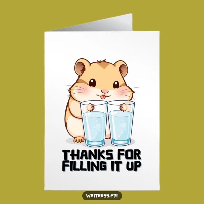 Free Printable Thank You Card: Kawaii Hamster's Refreshing Thanks, Funny Downloadable Gratitude