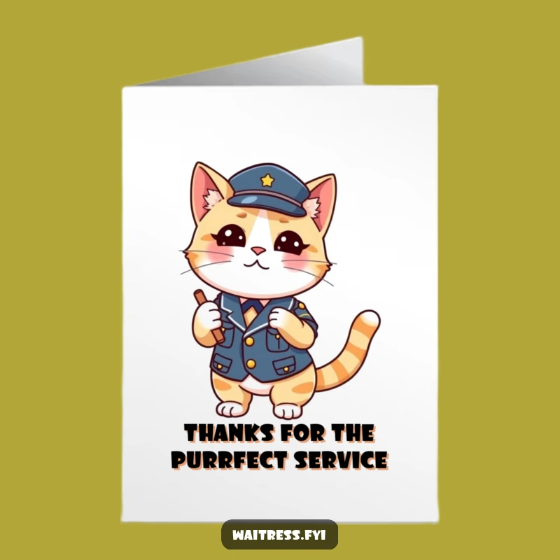 Free Printable Thank You Card: Cat Waiter Wink Appreciation Downloadable