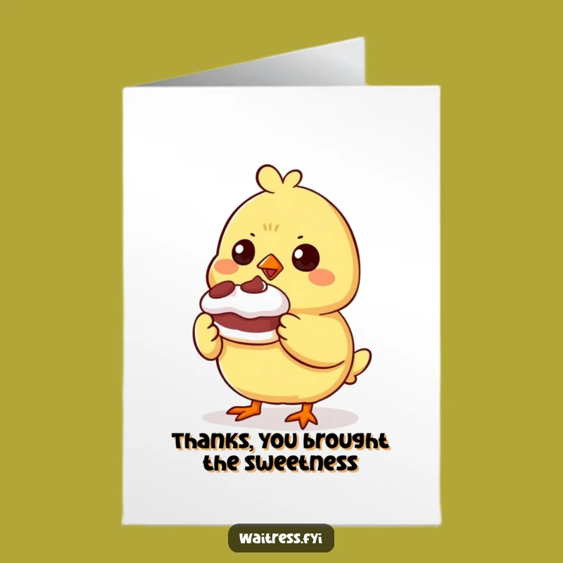 Free Printable Thank You Card: Chick's Grateful Dessert, Downloadable Design