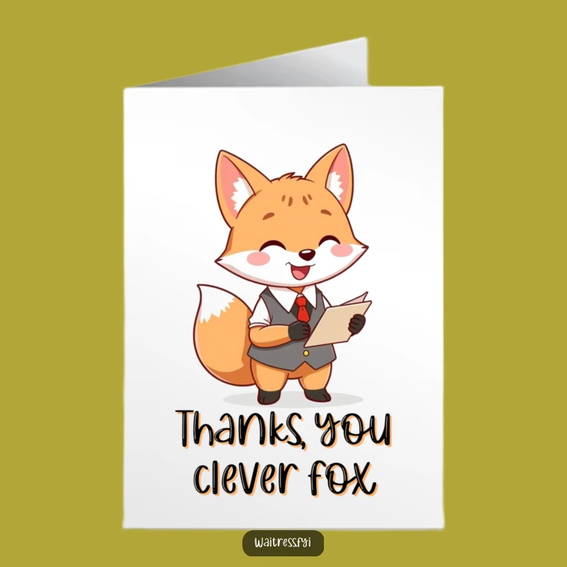 Thanks Free Printable Card: Fox Waiter's Service, Heartfelt DIY Downloadable Gratitude