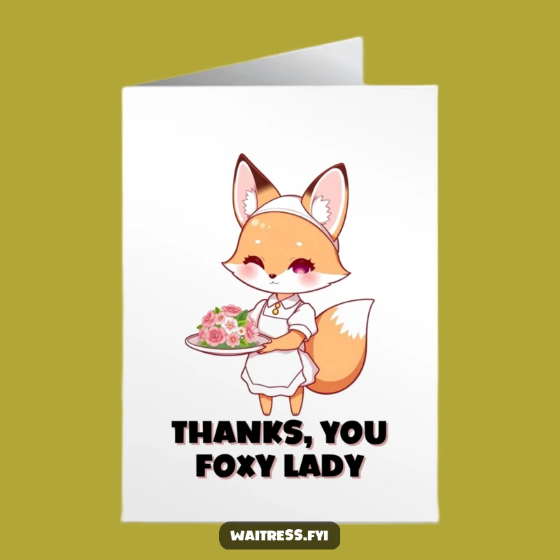 Graceful Free Printable Thank You Card: Fox Waitress - Downloadable Appreciation!