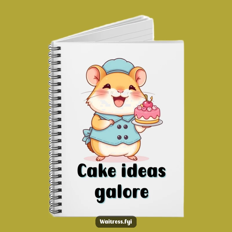 Funny Hamster Waitress Notebook: Hamster Presents Cake, Journal Funny Gift