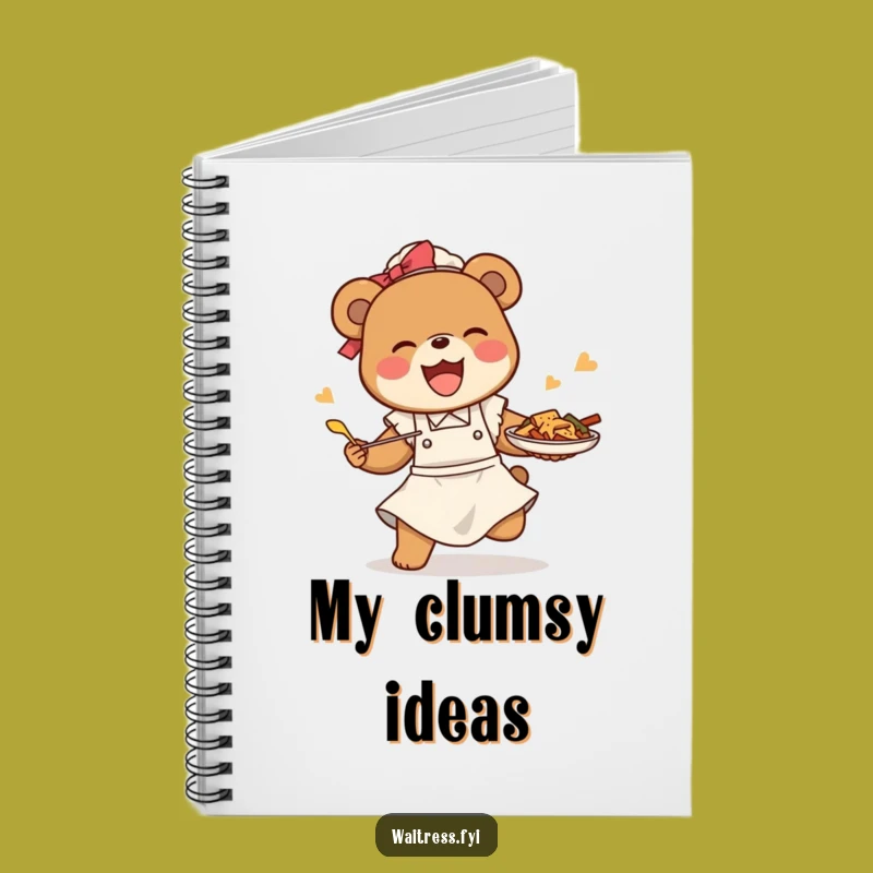 Funny Bear Waitress Notebook: Cute Mishap Journal, Humorous Restaurant Stationery