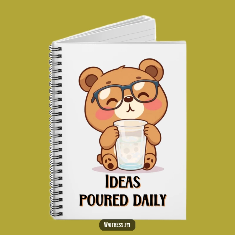 Funny Bear with Glasses Notebook, Jot Down Ideas with Hydration Humor and Style