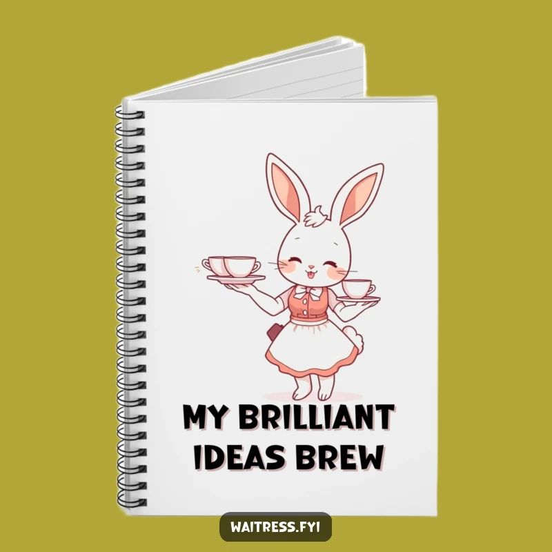 Funny Bunny Waitress Notebook: Cute Tea Journal, Humorous Cafe Stationery