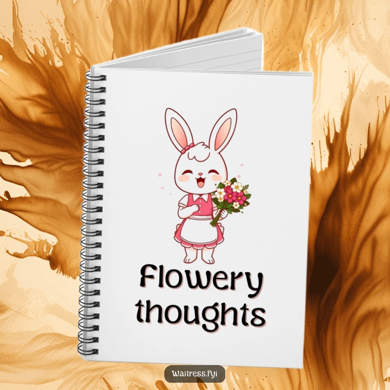 Funny Bunny Waitress Notebook: A cheerful bunny waitress presenting a flower bouquet with a curtsey, perfect for jotting down ideas with charm.