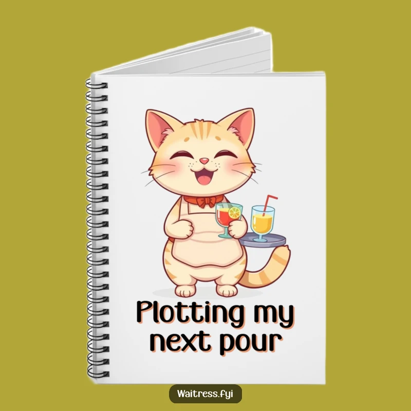 Funny Cat Waiter Notebook - Cute Feline Balancing Drinks, A Perfect Funny Gift for Notes!