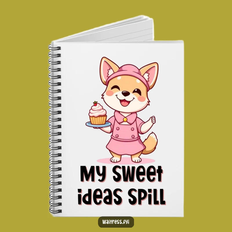 Funny Dog Waitress Notebook: Jot Down Ideas with Dessert Pup, Perfect Gift