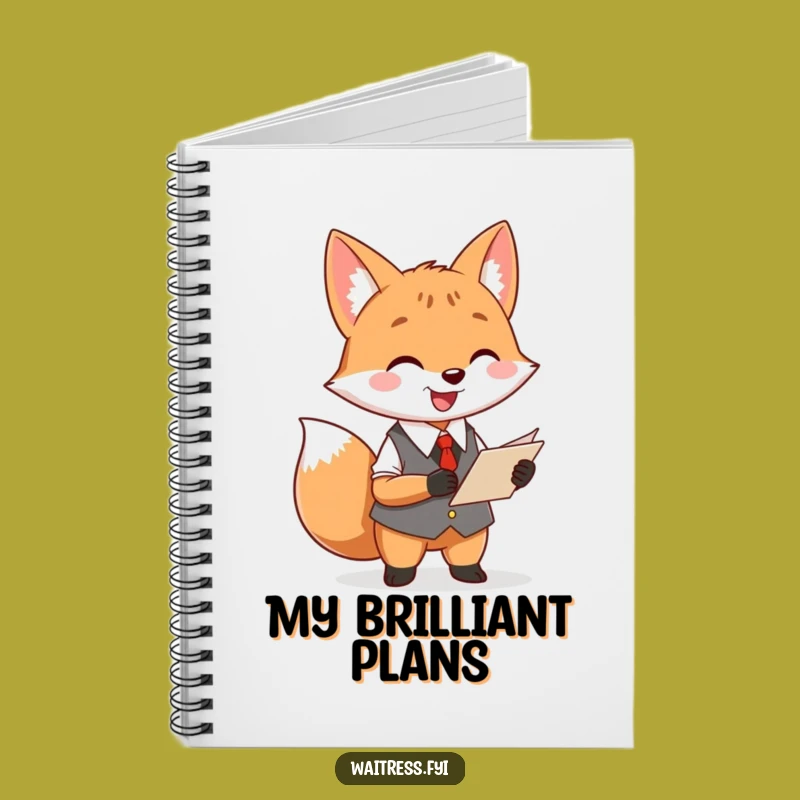 Funny Fox Waiter Notebook: Cute Order Journal, Humorous Restaurant Stationery