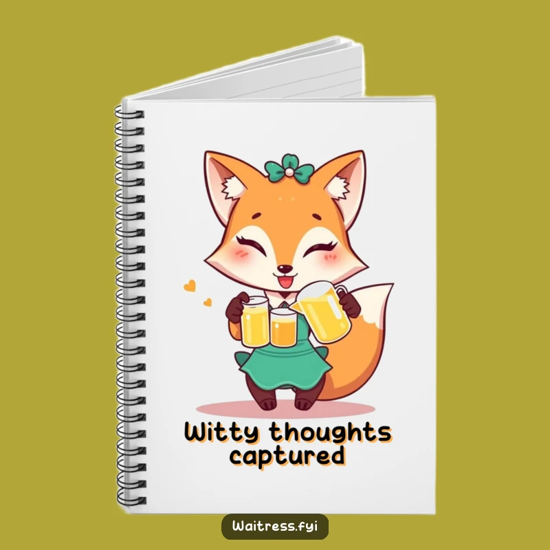 Funny Fox Waitress Notebook: Winking Fox Journal, Hilarious Gift for Writers