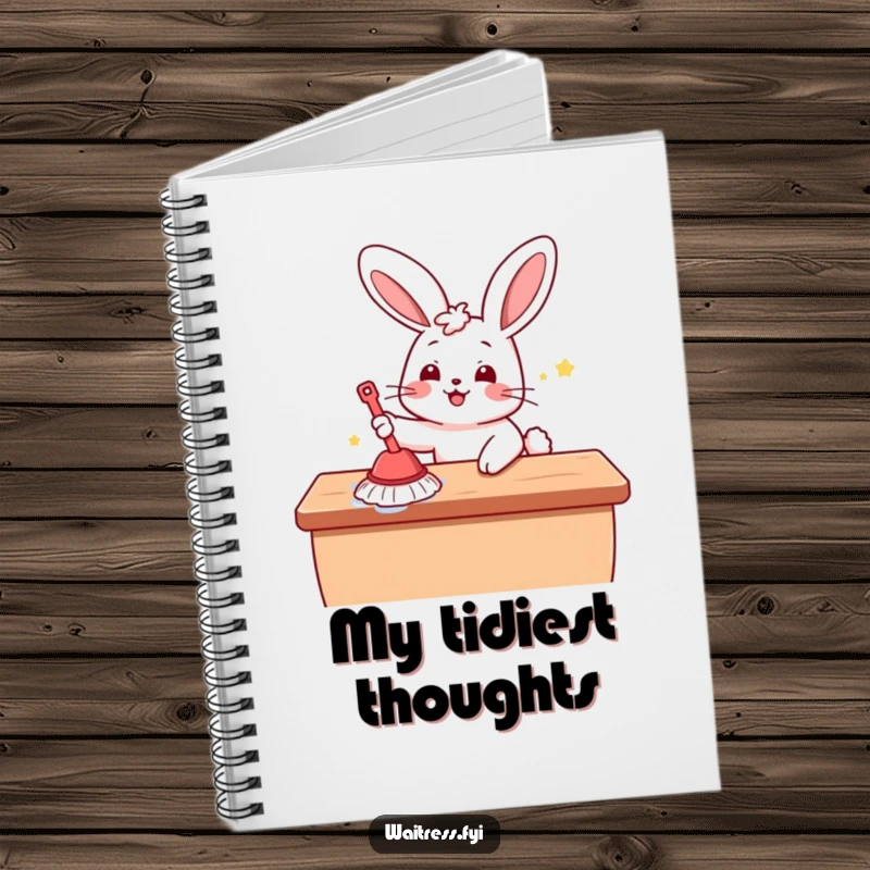 Funny Kawaii Bunny Notebook: A cute bunny diligently cleaning, inspiring neat notes and organized thoughts.