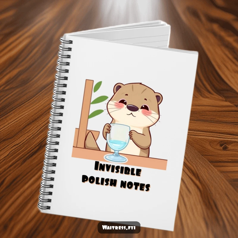 Funny Otter Notebook: A contented otter server is meticulously polishing an invisible glass, perfect for jotting down funny observations.