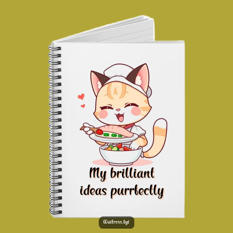 Funny Cat Waitress Notebook: Winking Feline Journal, Hilarious Gift for Notes