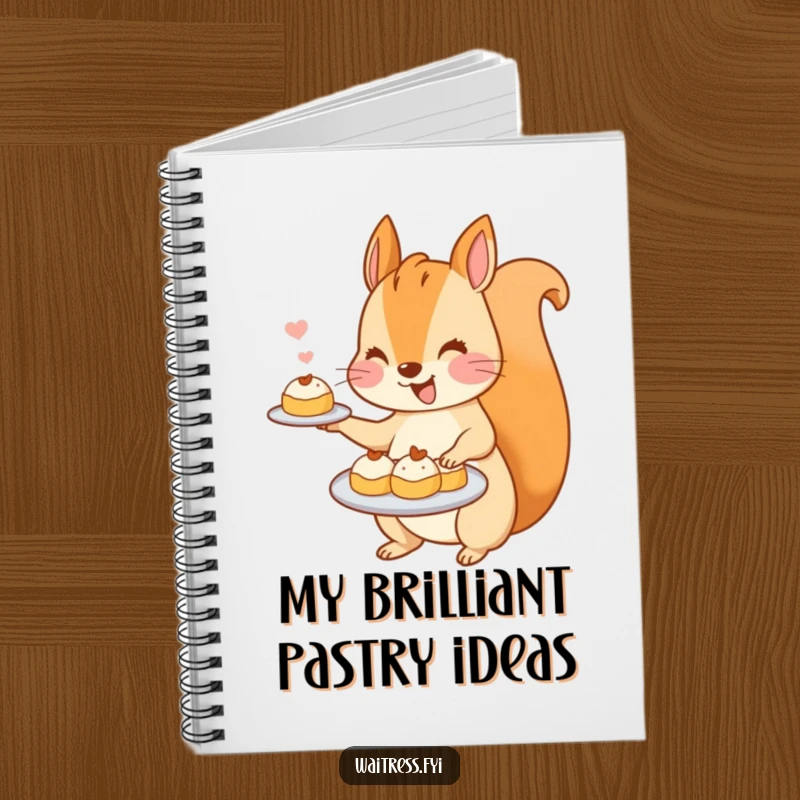 Funny Kawaii Squirrel Notebook: A kawaii squirrel joyfully presents a plate of tiny, delicious pastries, ready to inspire your writing.