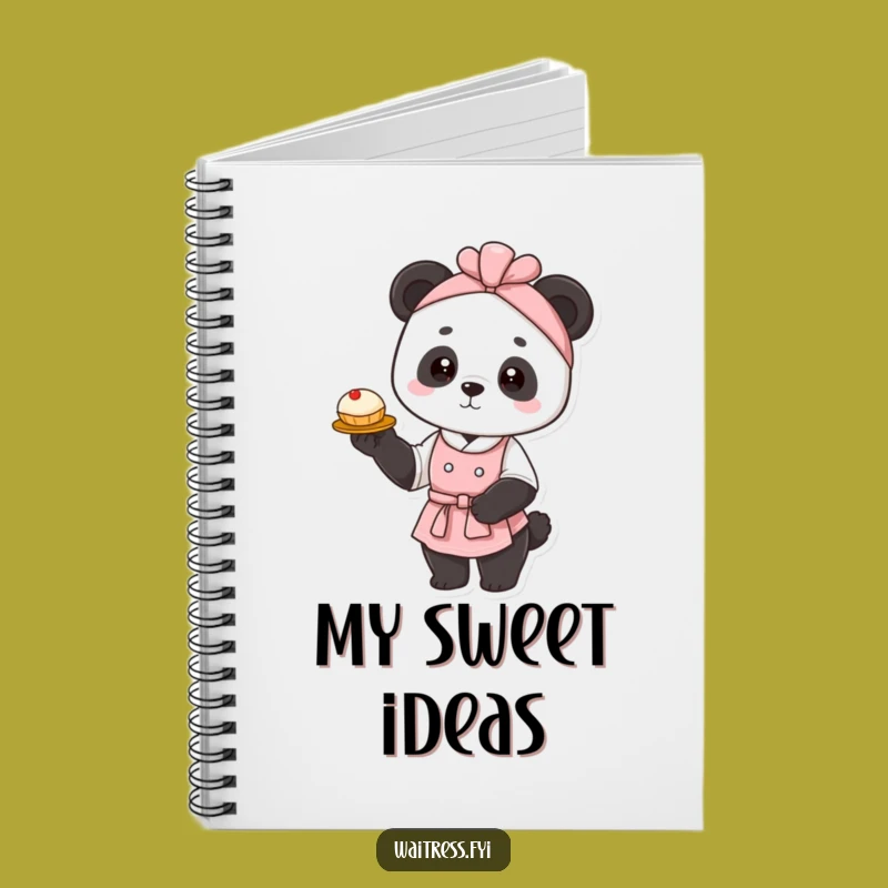 Funny Panda Waitress Notebook: Elegant Pastry Jotter, Hilarious Gift