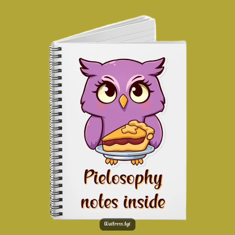 Funny Owl Serving Pie Notebook, Jot Down Sweet Ideas with Whimsical Humor