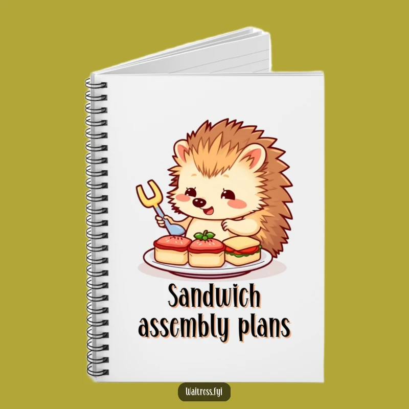 Funny Hedgehog Server Notebook: Hedgehog Arranges Sandwiches, Journal Funny Gift