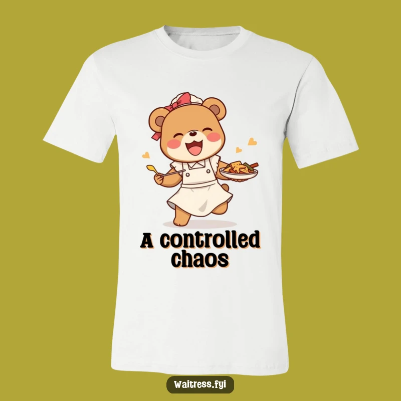 Funny Bear Waitress T-Shirt: Food Saving Tee, Humorous Service Mishap Gift