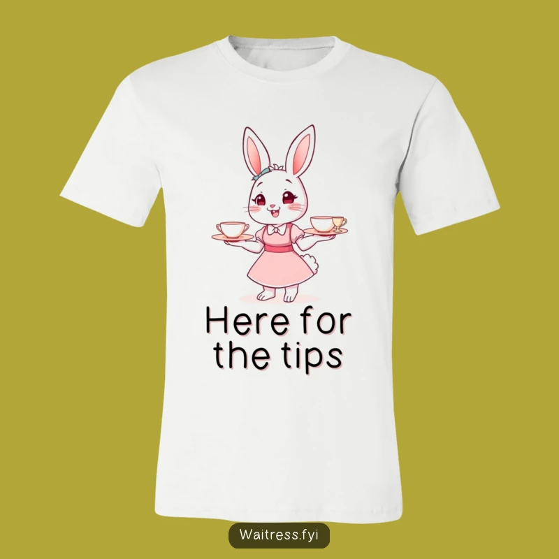 Funny Bunny Waitress T-Shirt: Cute Animal Cafe Uniform Top, Great Funny Gift Idea