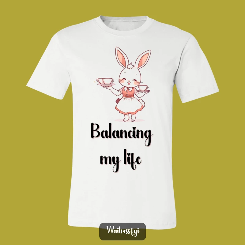 Funny Bunny Waitress T-Shirt: Graceful Tea Server Tee, Humorous Cafe Gift