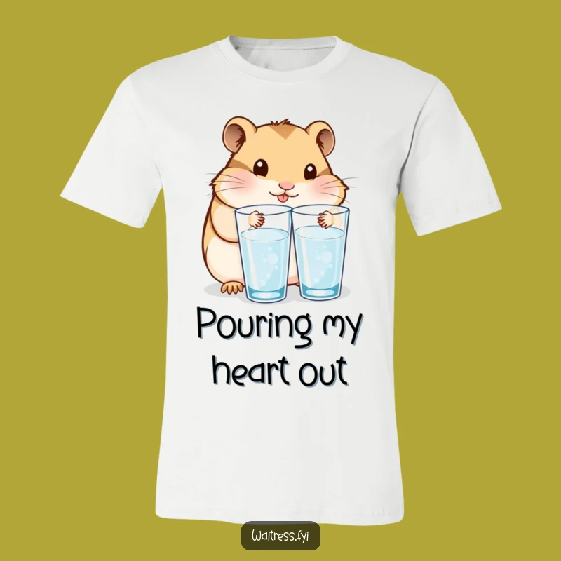 Funny Kawaii Hamster Hydration Tee: Sweet Service Humor Funny Gift