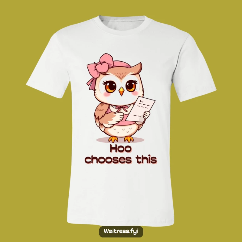 Funny Owl Waitress T-Shirt: Polite Owl Offers Menu, Adorable Funny Gift