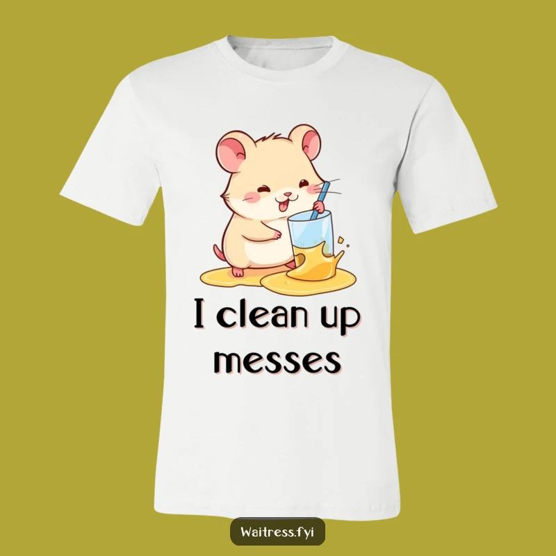 Funny Kawaii Hamster T-Shirt: Spill Cleanup Expert - Adorable & Hilarious Tee Gift