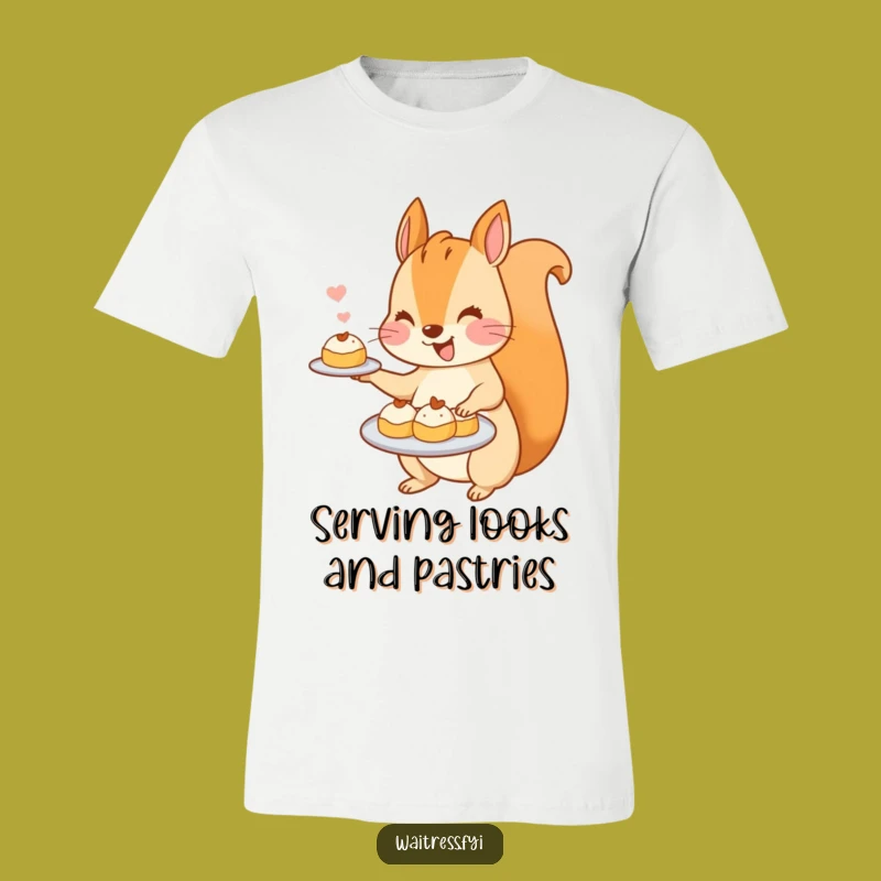 Funny Kawaii Squirrel T-Shirt: Adorable Pastry Server Tee for a Cheerful Look