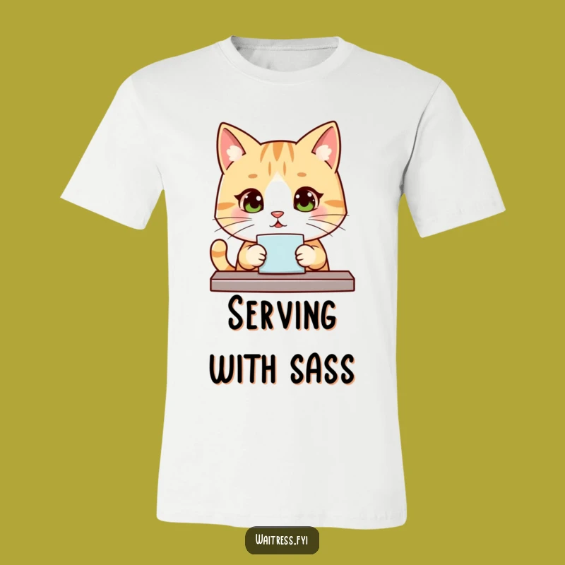 Funny Kawaii Cat Waiter T-Shirt: Wear Your Service with Pride Cute Graphic Tee Gift